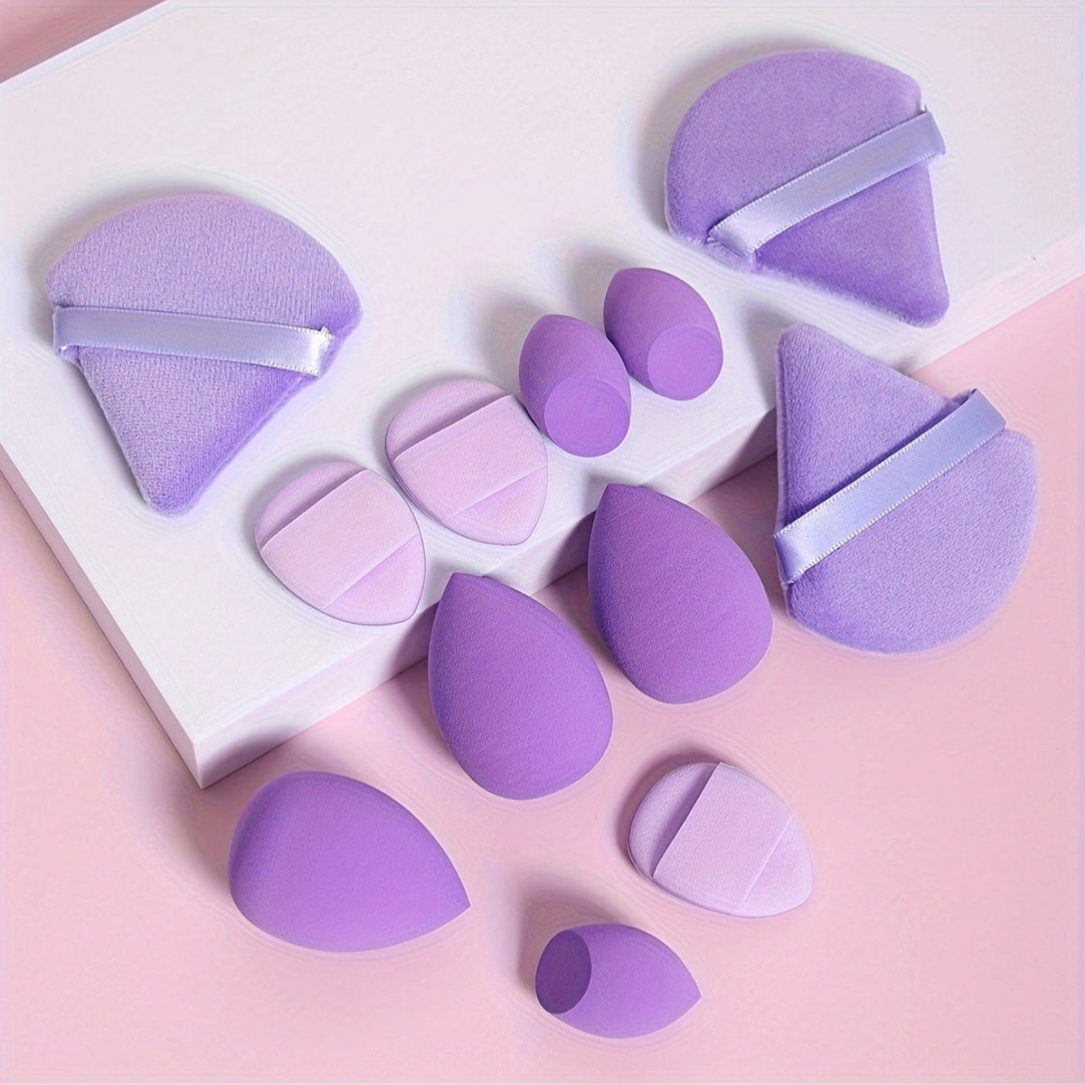 12Pcs Makeup Sponge Set with Velvet Blenders for Foundation, Powder, Liquid
