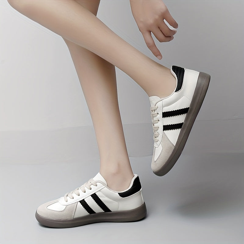 Women's Breathable PU Upper Skateboard Sneakers Lightweight All-Season Rubber Sole