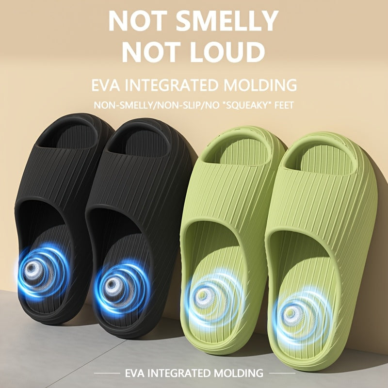 Women's EVA Pillow Slippers Open Toe Shower Sandals Black/Beige