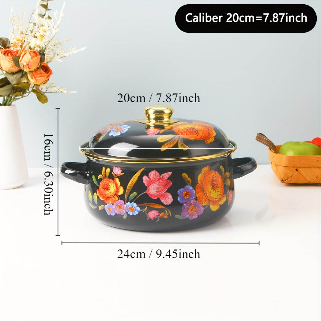 Enamel Double Ear Soup Pot Thickened High-Temperature Resistant for Electric Stove Gas Kitchenware