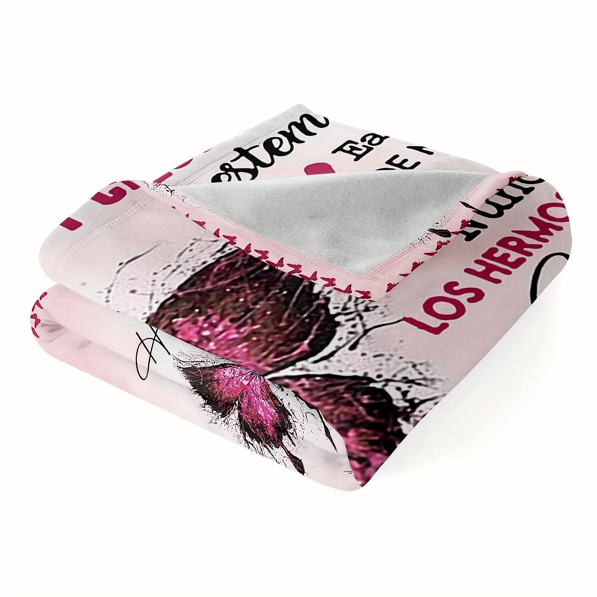 Pink Butterfly Print Throw Blanket for Girls Soft Cozy Warm Gift