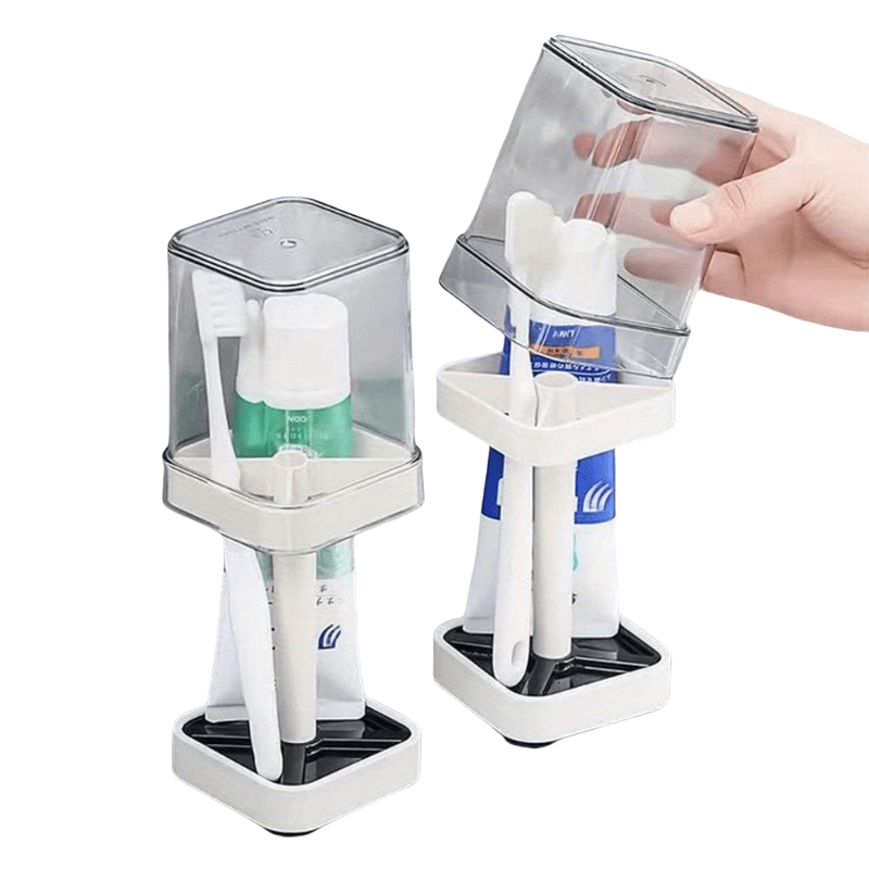 Современный белый набор держателей для зубных щеток с стаканом для ополаскивателя и настенным органайзером для ванной