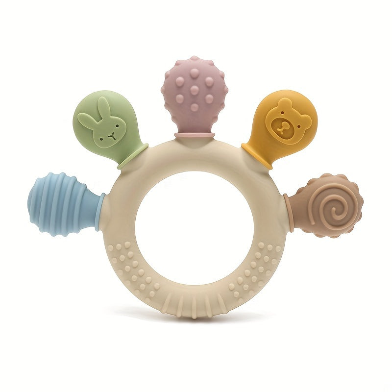 Baby Silicone Teether for Babies BPA Free Soft Texture Teething Ring Toy Gift