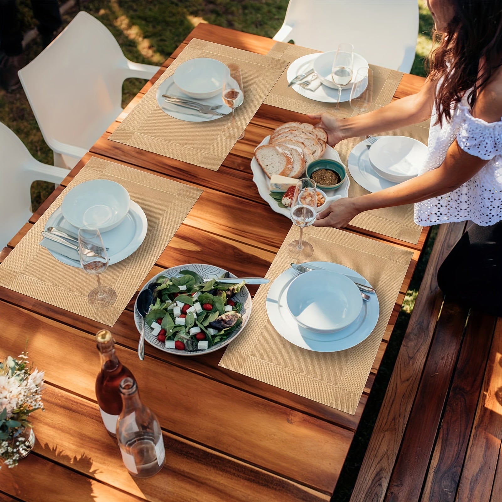 Set of 4, 6, or 8 Cotton Placemats for Dining Table