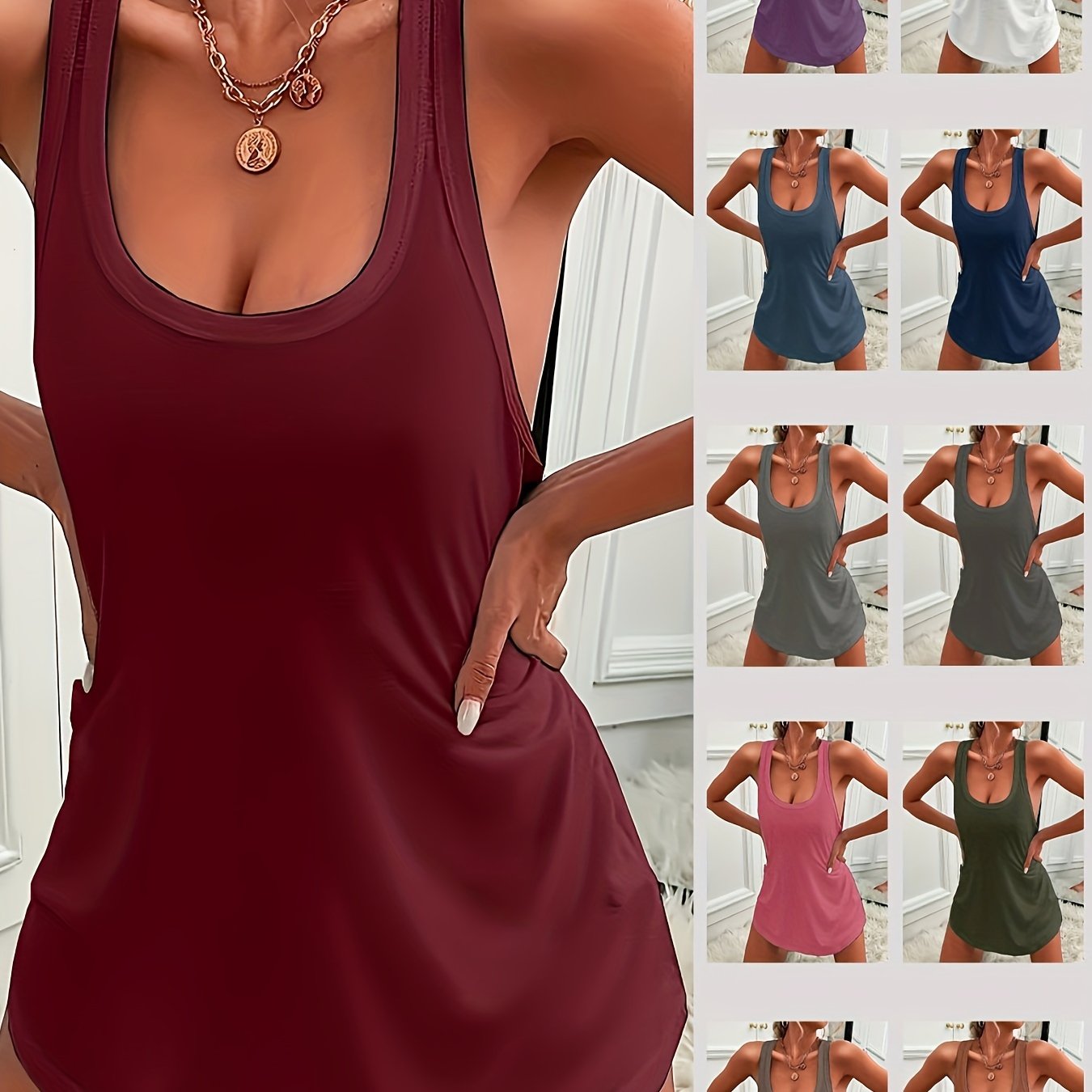 Women's Sleeveless Lounge Dress with Crew Neck, Solid Polyester, All-Season Elegant Loungewear