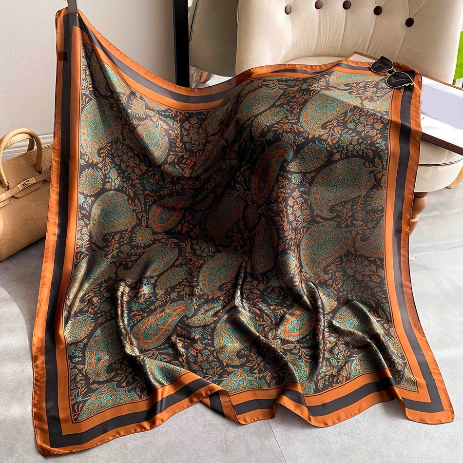 Women’s Oversized Paisley Printed Square Scarf 109cm Windproof Sun Protection