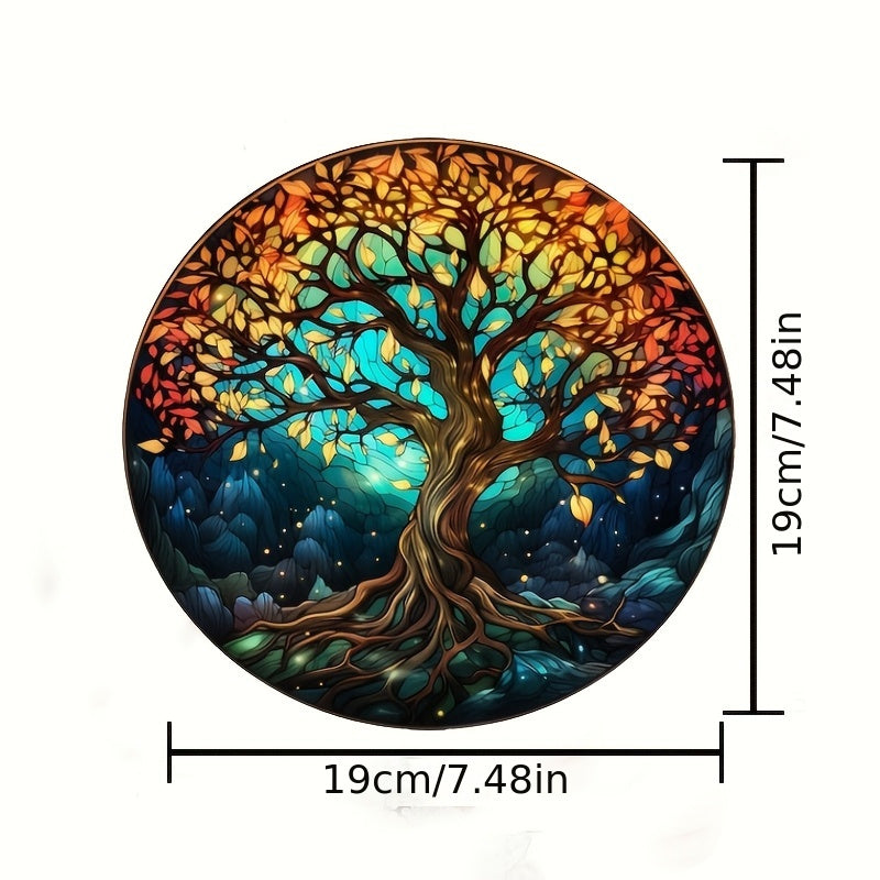 Bir parcha daraxtdan ilhomlangan akril shisha deraza osma - yotoqxona, yashash xonasi, oshxona, balkon va yo'lak uchun rang-barang pendant zanjir bezak.