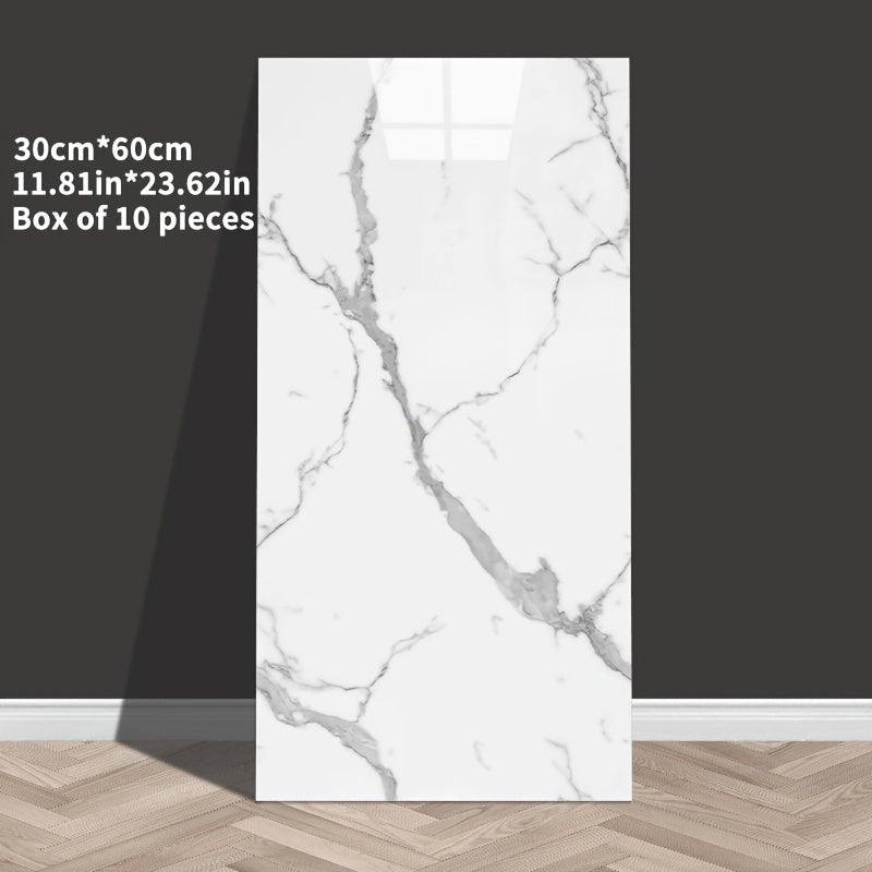Marble Effect Self-Adhesive Wall Tiles Vinyl Waterproof Easy to Clean for Bathroom Kitchen Living Room Bedroom Pack of 10 20 or 50
