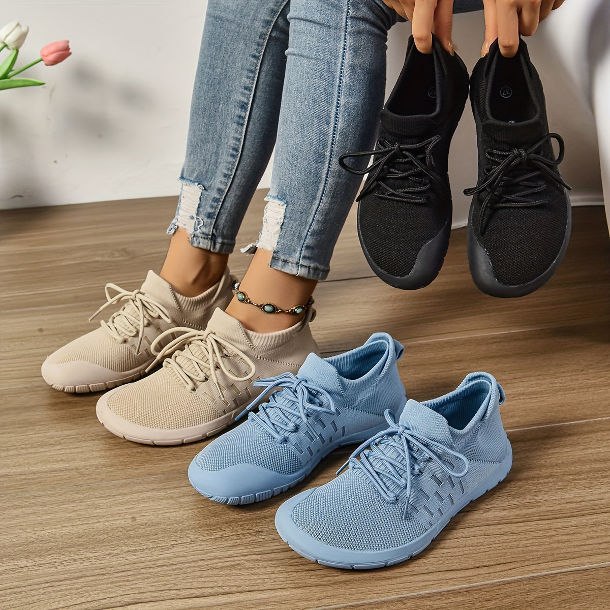 Women's Wide Toe Box Sneakers Casual Walking Non-Slip Shoes