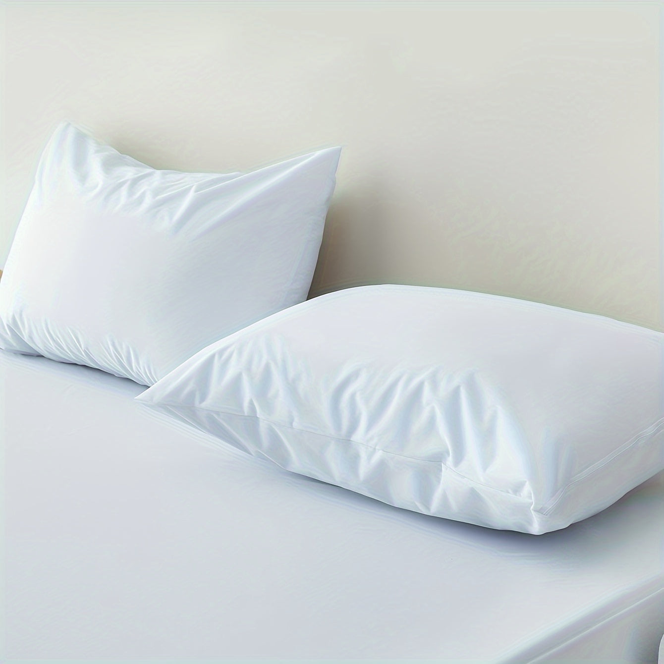 Juego de 2 fundas de almohada impermeables, transpirables, TPU, hipoalergénicas, protectores con cremallera blancas