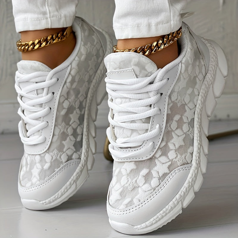 Women's Mesh Lace Sneakers Breathable Lightweight Casual Shoes
