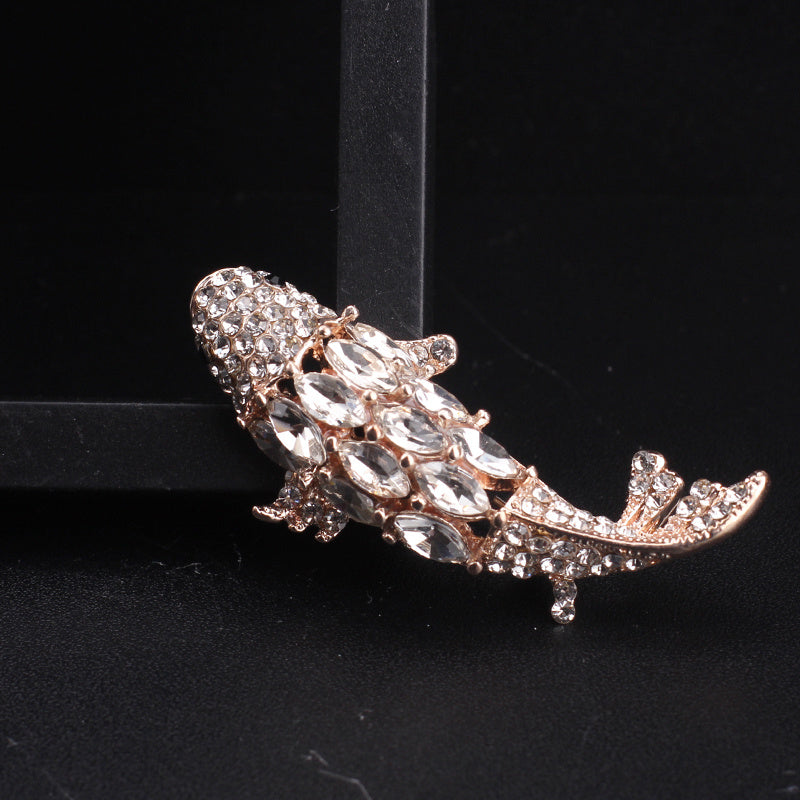 Koi Fish Brooch Pin Enamel Rhinestone Jewelry Fashion Accessory