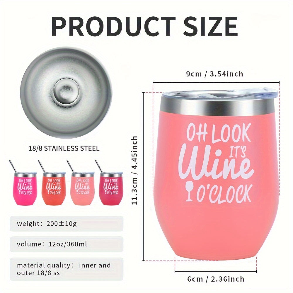 12oz Stainless Steel Travel Mug with Lid Straw and Brush Leakproof Insulated Hot Cold Drink Container Gift Box