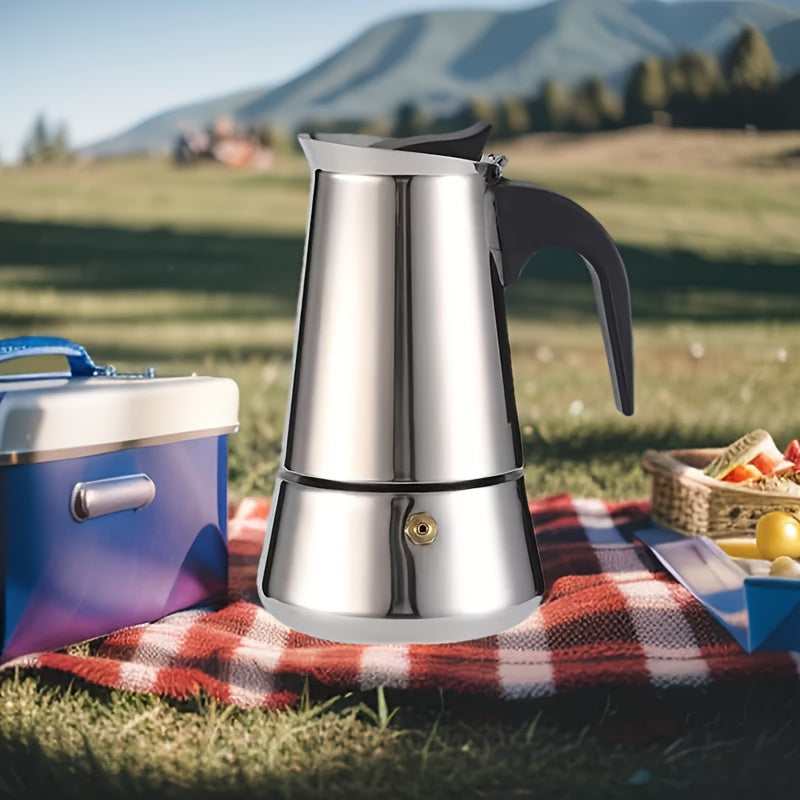 Stainless Steel Moka Pot Espresso Maker for 2 Servings Stovetop Coffee Brewer