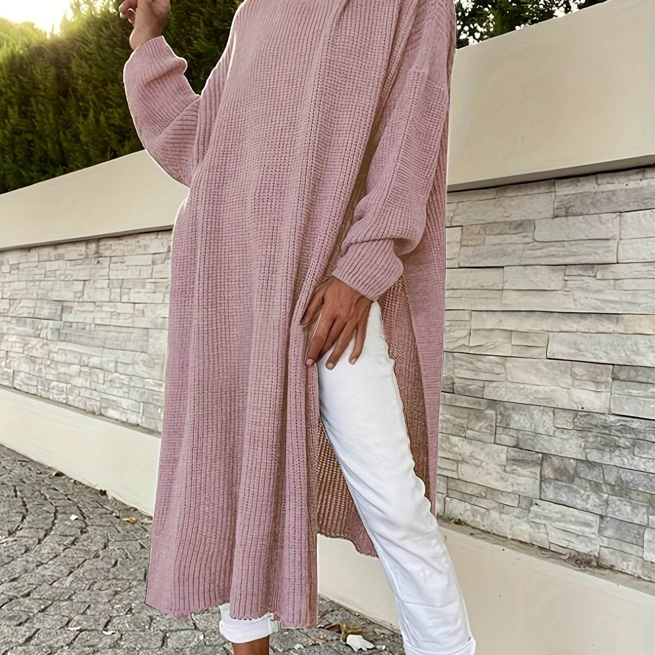 Plus Size Solid Hooded Knitted Top for Women Long Sleeve Fall Spring