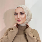 Ayollar uchun polyester sport hijabi, tugma bilan bosilgan chin qopqog'i va to'liq boshqovak, bir xil rangda