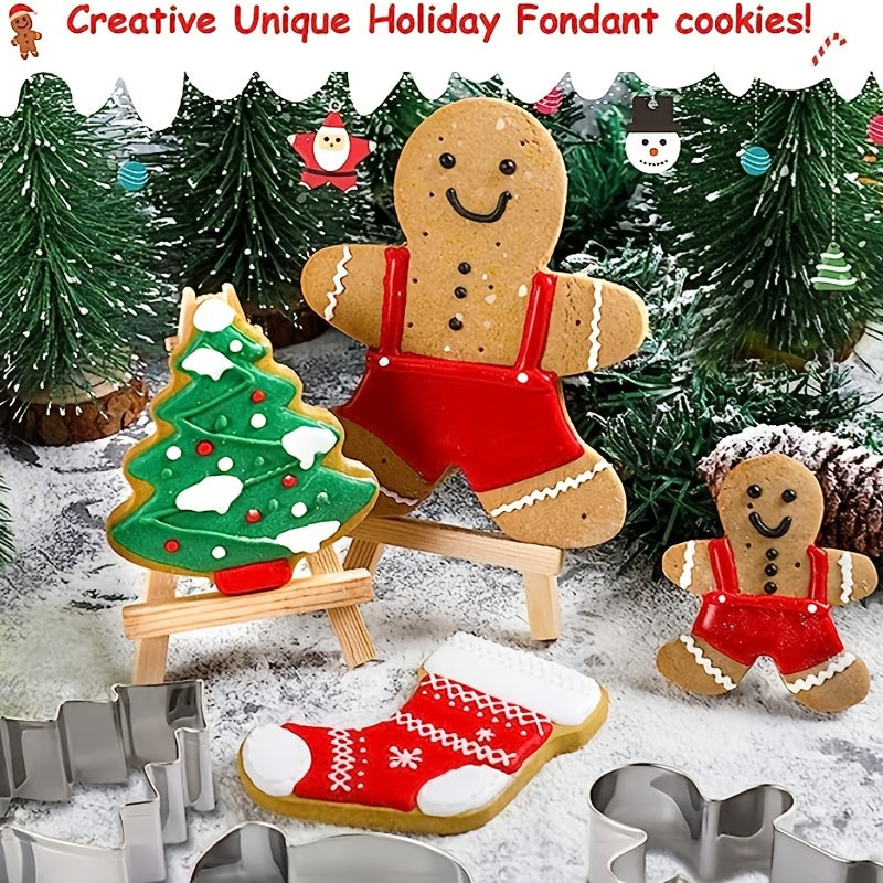 Set of 6 Christmas Cookie Cutters Stainless Steel Holiday Baking Shapes