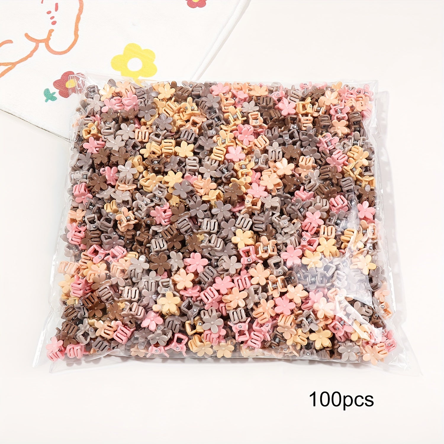 Набор из 100 пластиковых заколок для волос с цветами и бабочками для подростков и взрослых