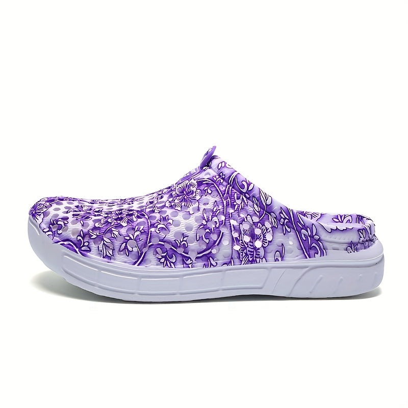 Women's Slip-On Garden Shoes with Floral Print Lightweight EVA