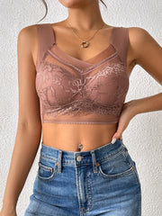 Medium Support Wireless Lace Bralette Polyamide Blend Knit Fabric Non-Removable Padding for Comfort