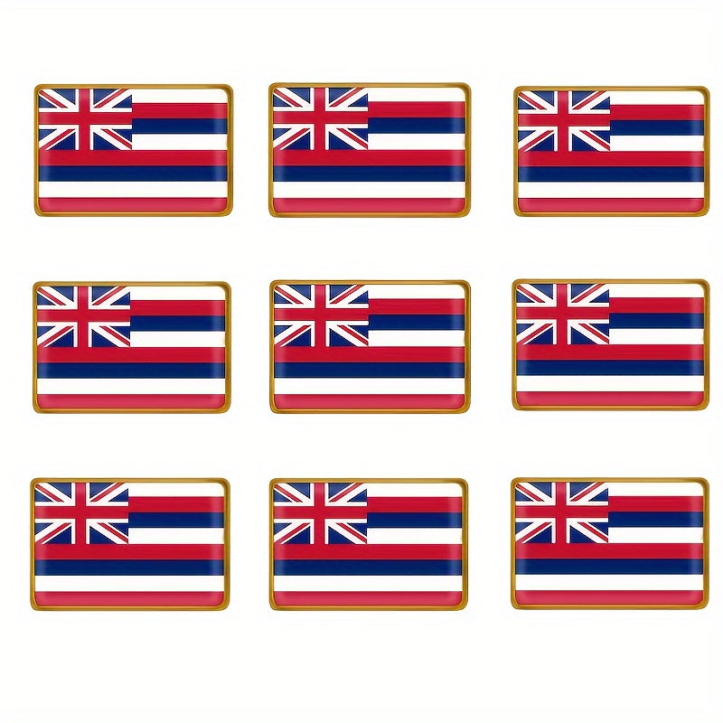 Set of 20 Vintage-Inspired Alloy Hawaii State Flag Square Lapel Pins