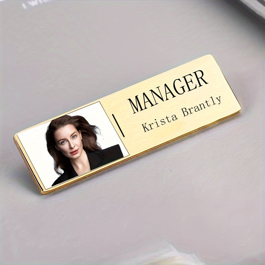 Customizable Rectangular Brooch with Personalized Logos and Photos in Stainless Steel