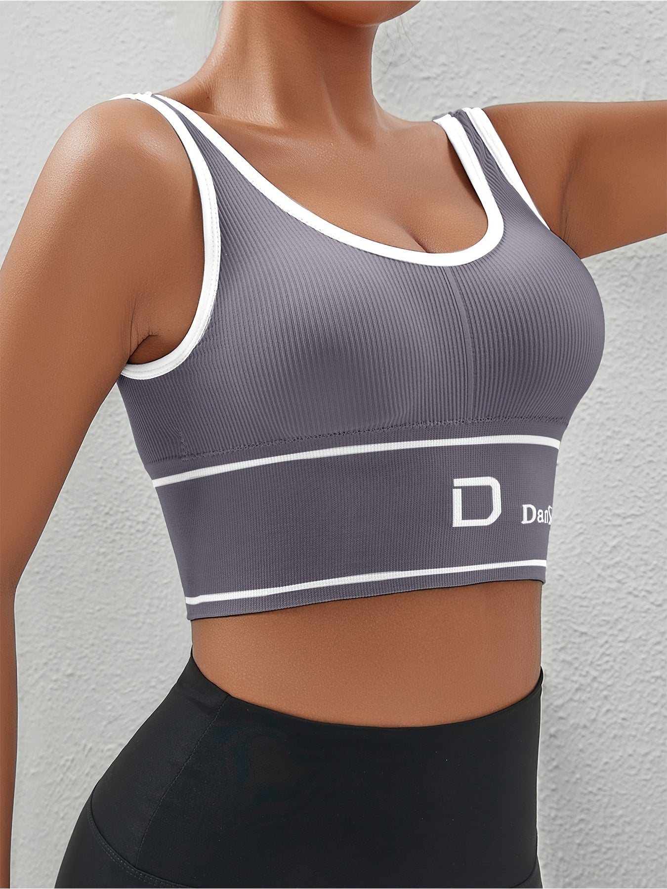 Women Sports Bra Tank Top Set Wire-Free Padded High Elasticity for Yoga Running