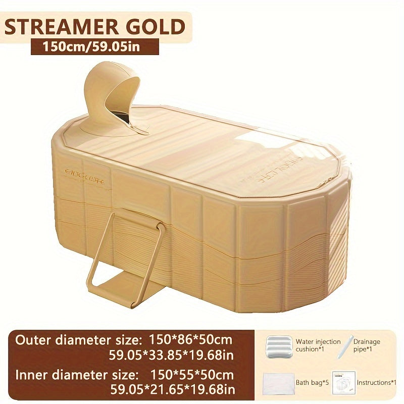 Portable Folding Bathtub with Lid for Home Balcony Patio Use