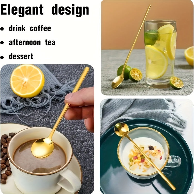 Gold-Tone Coffee Stirring Spoon for Desserts and Fruits