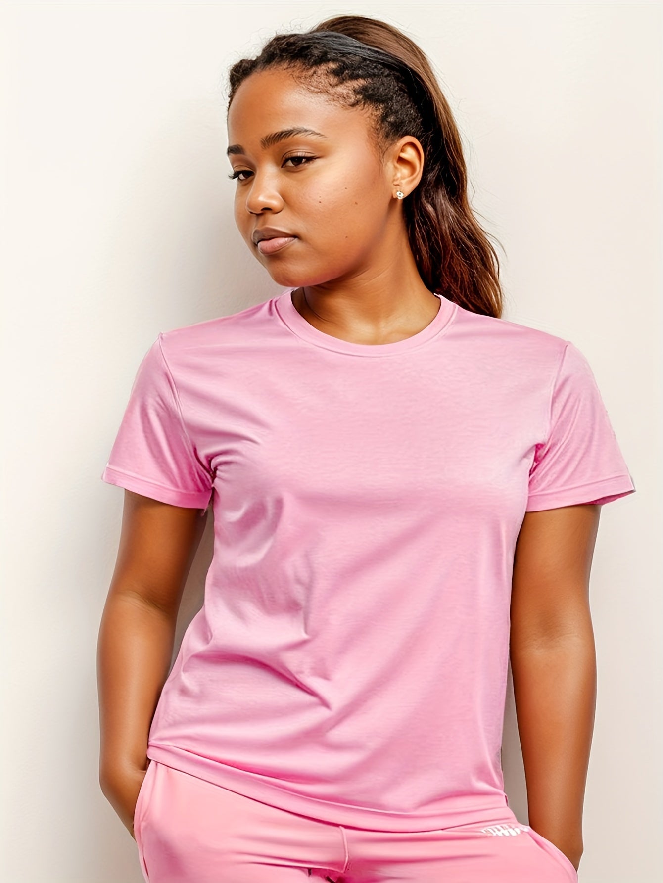 Women's Plus Size Round Neck T-Shirts Yoga Clothes Casual Tops Pack of 3 and 5