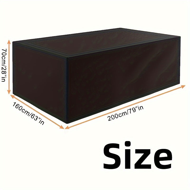 Black Outdoor Rectangular Dining Table Cover Waterproof Patio Woven Polyurethane