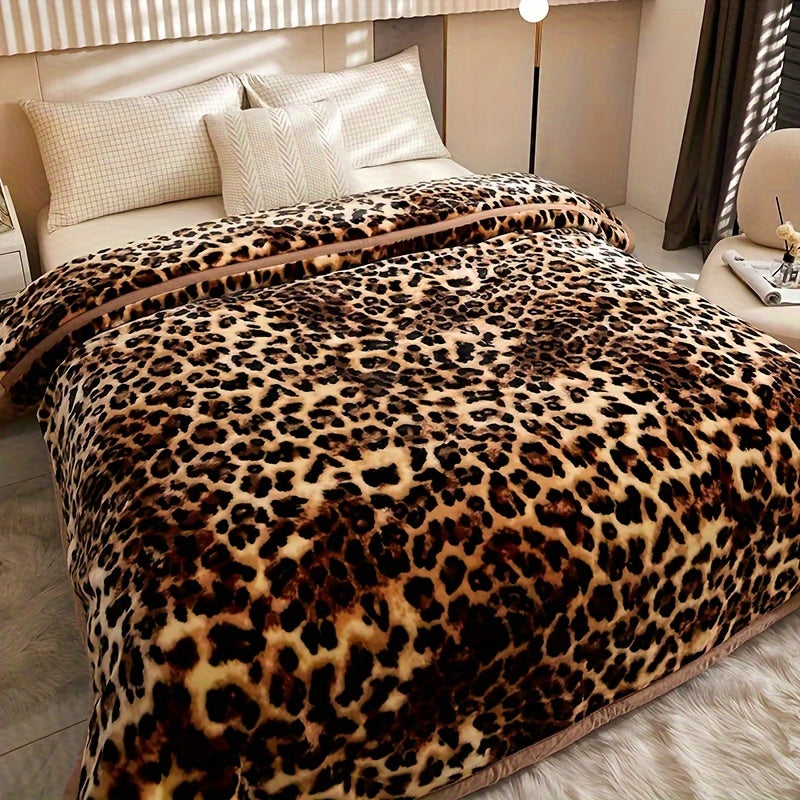 Leopard Print Plush Throw Blanket for Couch Bed Travel Soft Flannel Fleece