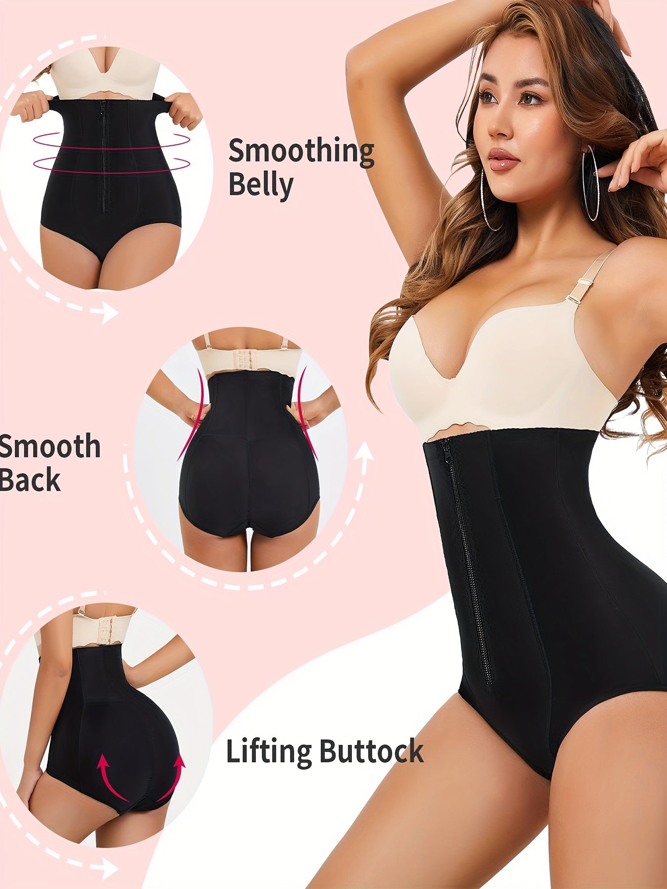 Women’s Zipper Butt Lifting Control Panties High Waist Shapewear Slimming Lingerie