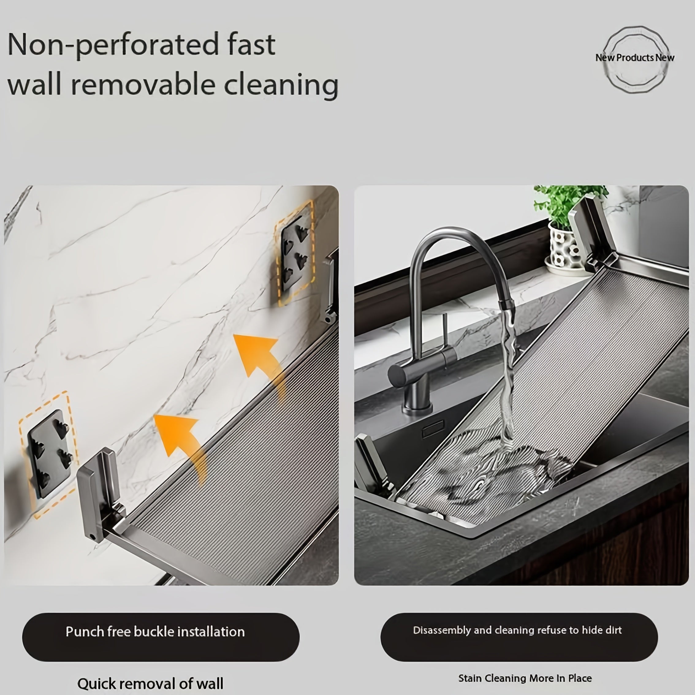 Estante de cocina de aluminio moderno para montar en la pared con estante plegable para frascos de condimentos