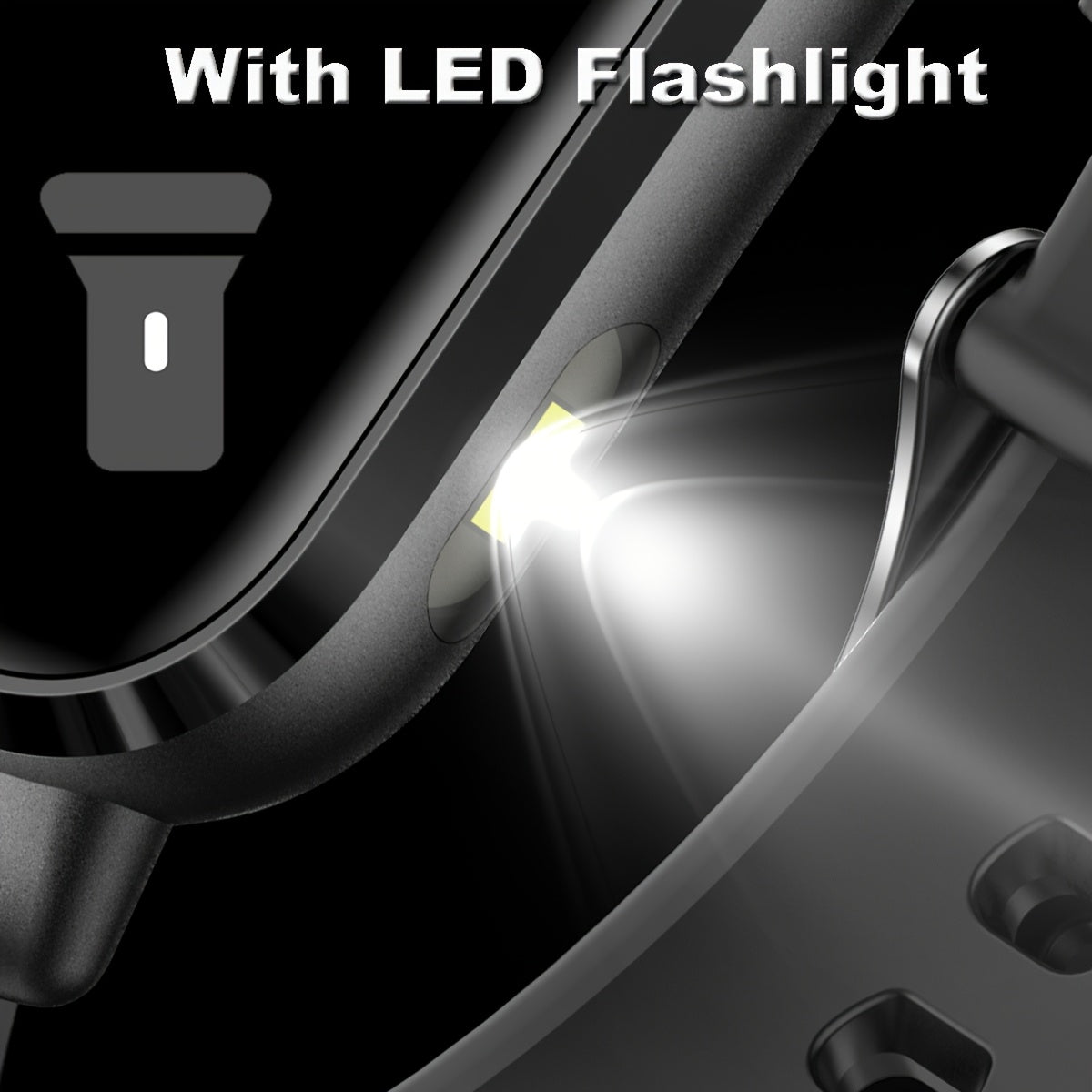 Men's Smartwatch 1.85-Inch Display Wireless Sports Tracker with Voice Calls and LED Flashlight