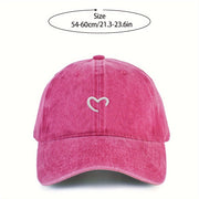 Women's Embroidered Heart Baseball Cap Adjustable Sun Protection Urban Vacation