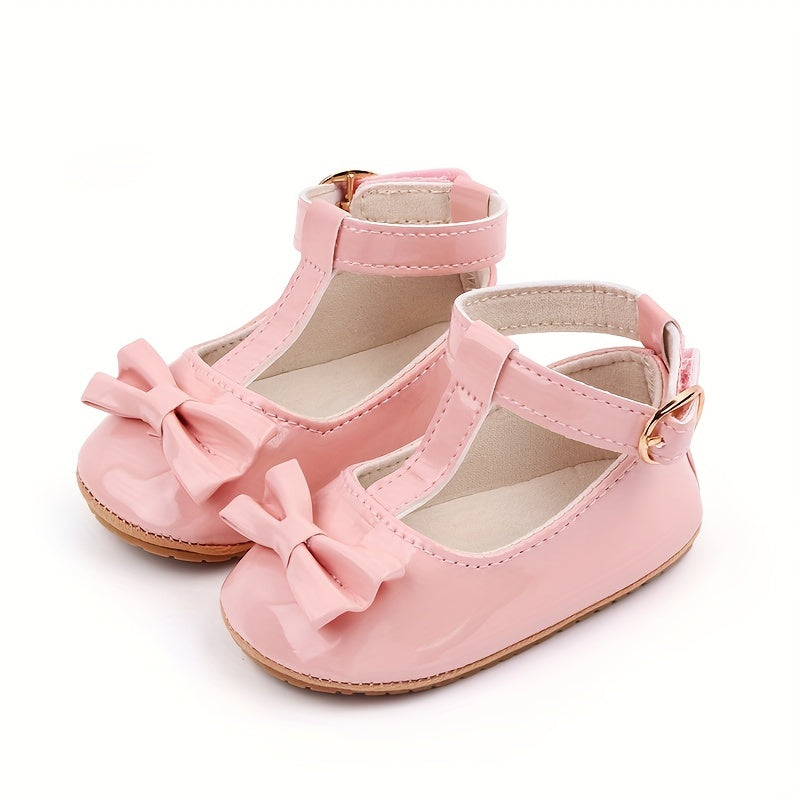 Zapatos planos tipo Mary Jane para niñas con lazo, suela antideslizante, zapatos de vestir para todas las estaciones en blanco, negro, rojo y rosa