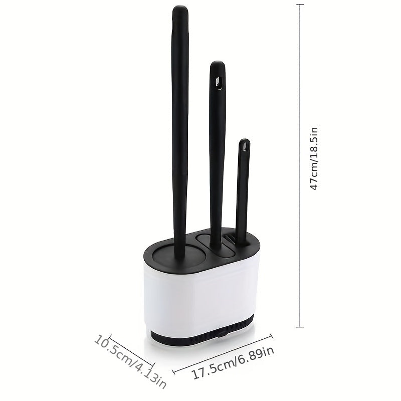 Juego de cepillo de inodoro de silicona con mango antideslizante y cerdas suaves