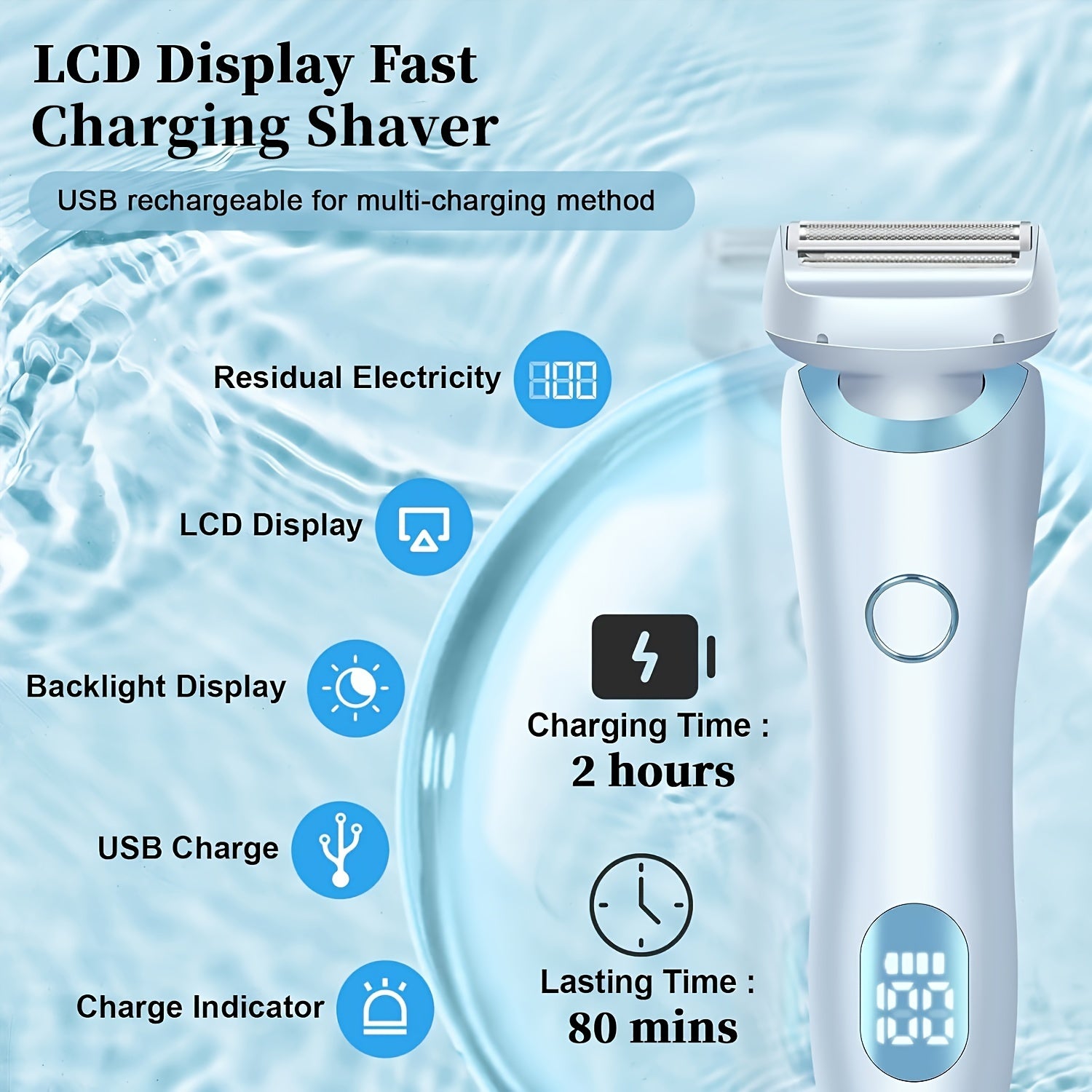 Afeitadora eléctrica y depiladora para hombres y mujeres acero inoxidable recargable lavable