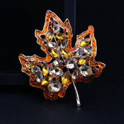 Vintage Maple Leaf Brooch Pin with Rhinestones Irregular Shape Women's Jewelry