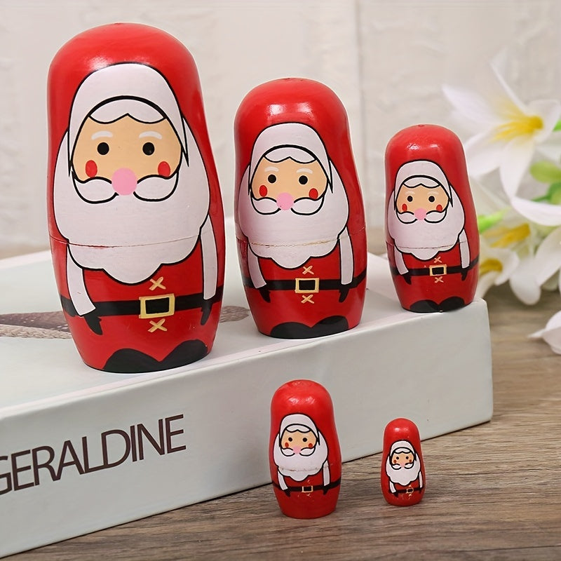 Bolalar uchun qo'lda yasalgan yog'och Santa ichma-ich qo'g'irchoqlari, bayramlar uchun mukammal.