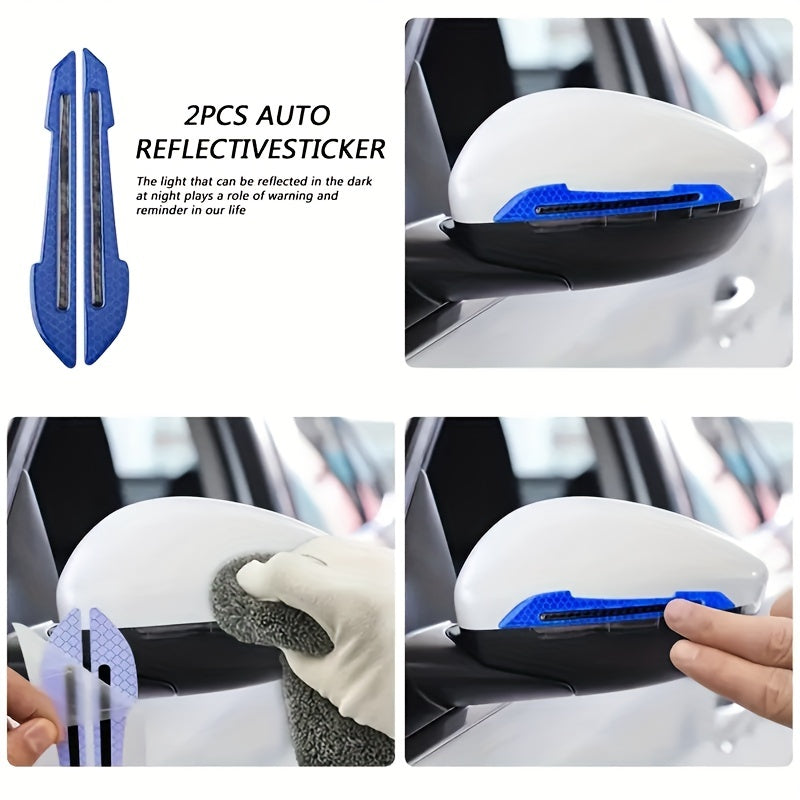 2 Pieces Car Rearview Mirror Stickers Reflective Safety Accessories