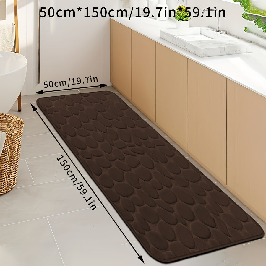 Quick-Dry Pebble Bath Mat Non-Slip Sponge Floor Mat for Bathroom Kitchen Laundry Bedroom