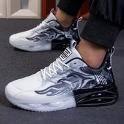 Men's Athletic Sneakers with PVC Sole Breathable Fabric Upper Flame Motif Casual Outdoor