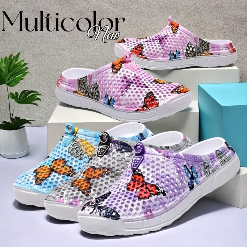 Women’s Butterfly Print Slip-On Sneakers Lightweight EVA Casual Shoes All-Season
