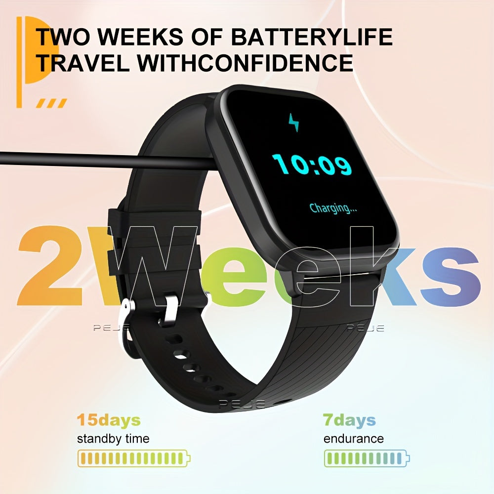 PEJE Aqlli Soat 5.11 sm TFT Sensorli Ekran, Suvga chidamli, Simsiz qo'ng'iroq qilish, 100+ rejim bilan Sport Fitness Kuzatuvchi, 280mAh qayta zaryadlanadigan batareya, Silika Gel Kamar, JL7012F6 Chip, 240p