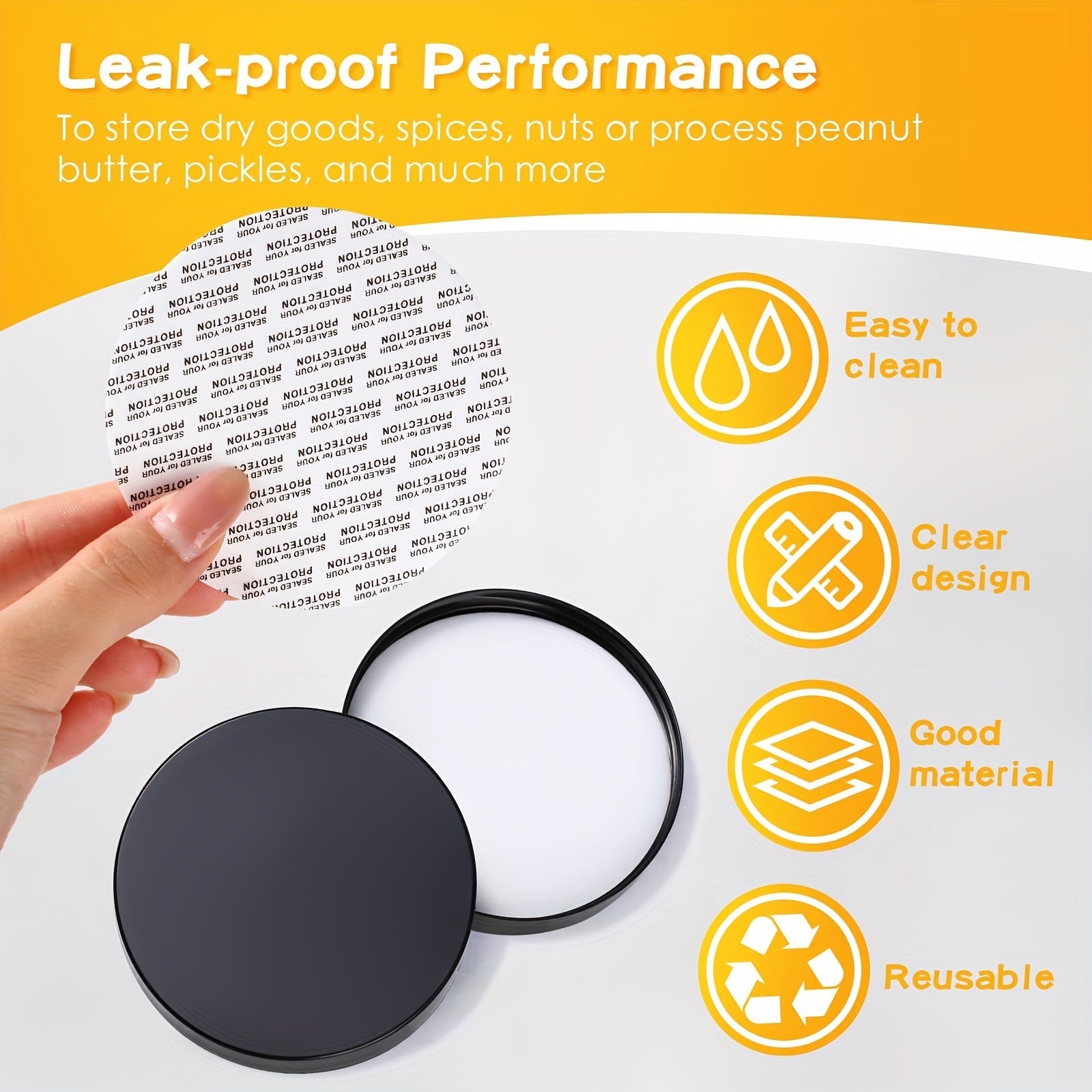 Tarro de almacenamiento de alimentos de plástico PET transparente de 16oz con tapa opaca negra, pack de 6 u 8