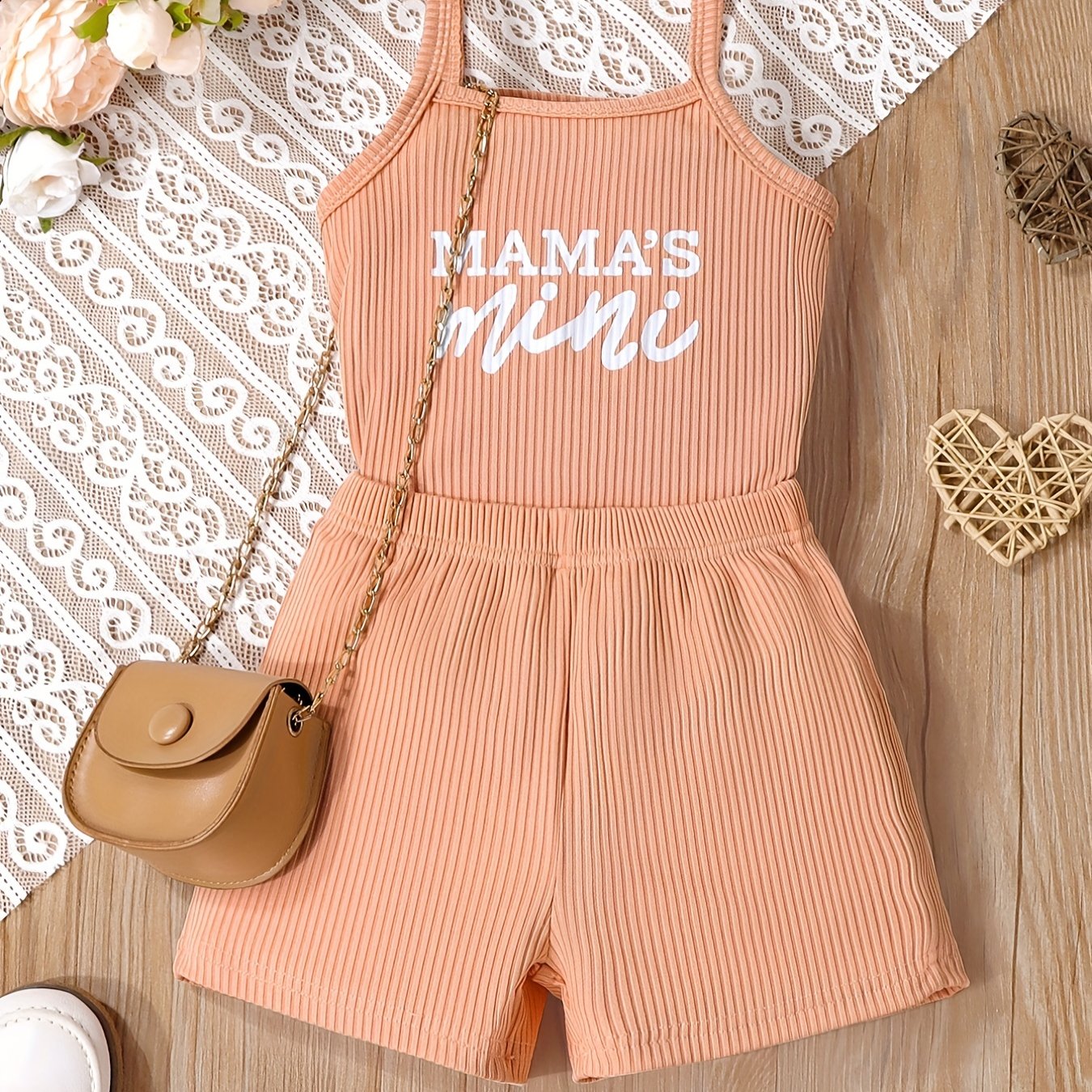Toddler Girls Summer Outfit 2-Piece Set Camisole Top and Shorts Alphabet Pattern