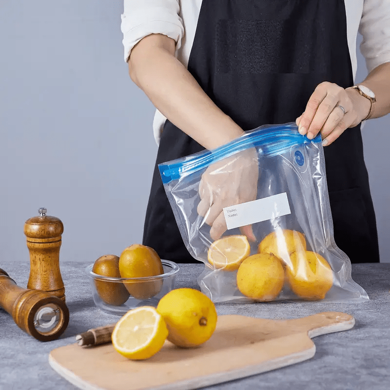 20 dona qayta ishlatiladigan vakuum yopishqoq sumkalar, toza oziq-ovqat saqlash uchun go‘sht, meva, sabzavotlar