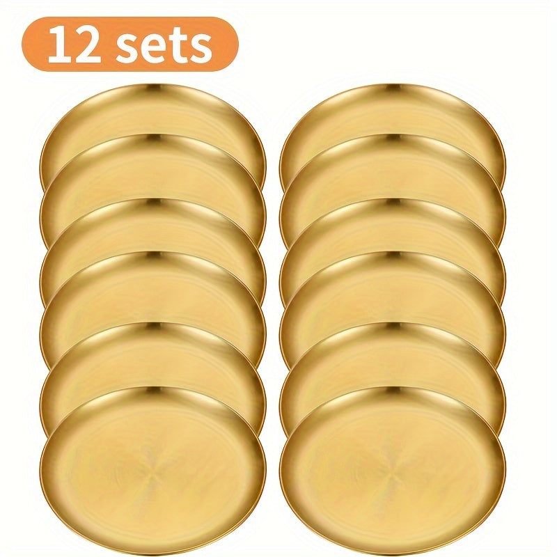 12 piezas de platos de acero inoxidable para servir carne asada y aperitivos, cocina, hogar, restaurante